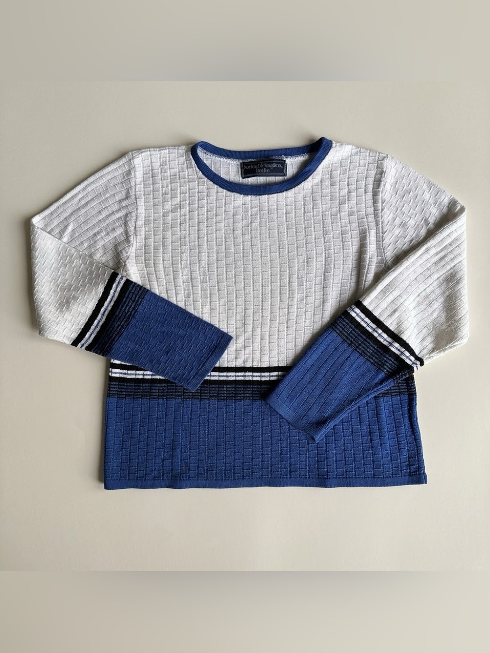 Vintage Norton McNaughton Petite Colorblock Textured Knit Sweater Top
